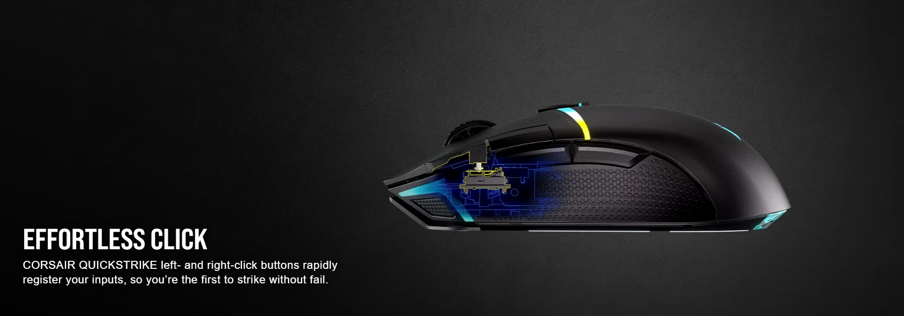 A large marketing image providing additional information about the product Corsair Nightsabre RGB Wireless Gaming Mouse - Additional alt info not provided
